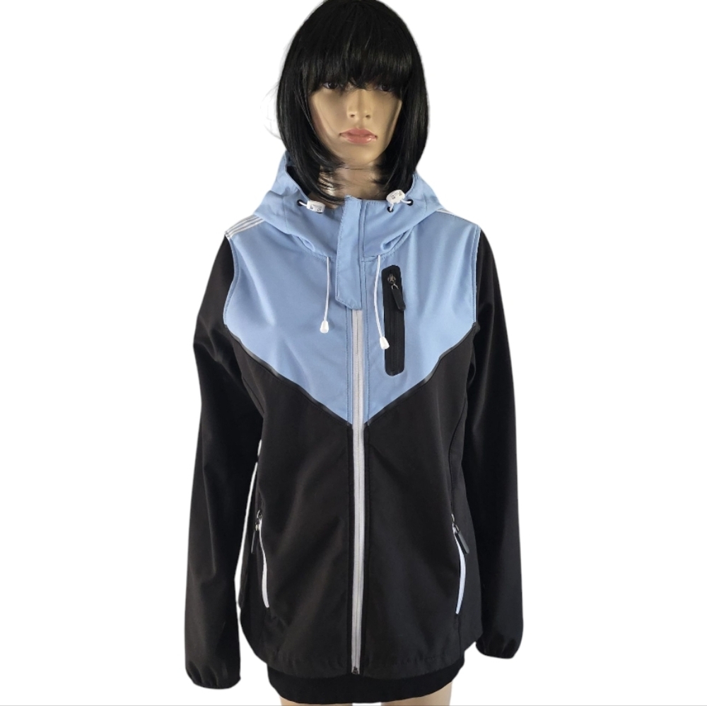 ACX Women’s Color-Block Hooded Jacket – Blue & Black – Size L - Picture 2 of 8